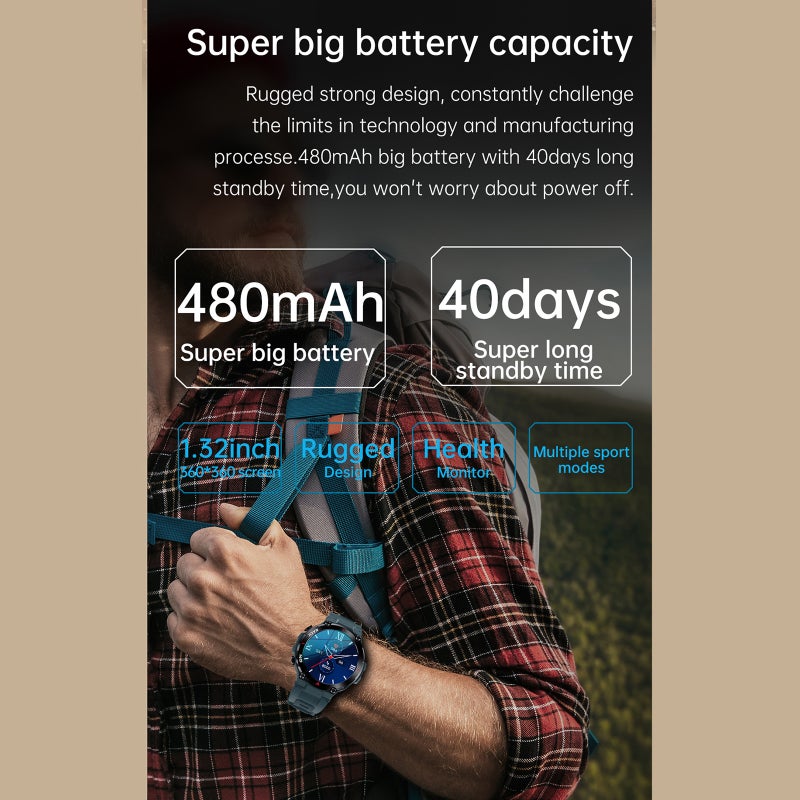 LEMFO K37 Smart Sports Watch 1.32'' 360*360px Full-touch Screen 40 Days Super Long Standby GPS Navigation IP67 Waterproof Fitness/Health Monitor Compatible with Android iOS - Image 5