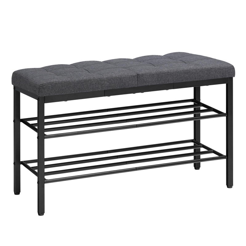 HOOBRO Shoe Bench, Storage Bench with Cushion, Entryway Bench Shoe Shelf with Seat, 12 x 29.5 x 18.1 Inches, Shoe Rack for Living Room, Bedroom, Hallway, Dark Gray BGZ95HX01 - Image 1