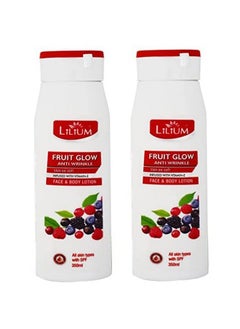 LILIUM Fruit Glow Face & Body Lotion 350Ml Pack Of 2, Infused With Vitamine, Anti Wrinkle, Skin So Soft, Brightening, Radianceboosting, Antioxidant Benefits, All Skin Types 