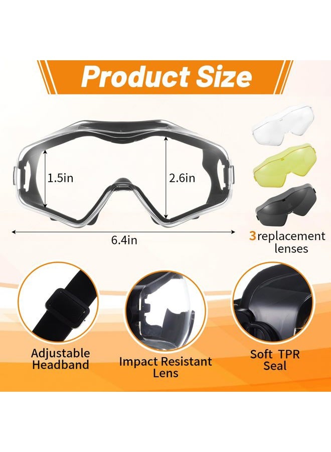 Copkim Safety Goggles over Glasses, Ansi Z87.1 Airsoft Goggles Anti Fog Tactical Safety Glasses with 3 Impact Resistant Interchangeable Lenses for Shooting, Skiing & Riding Outdoor Eyewear(Black) - Image 2