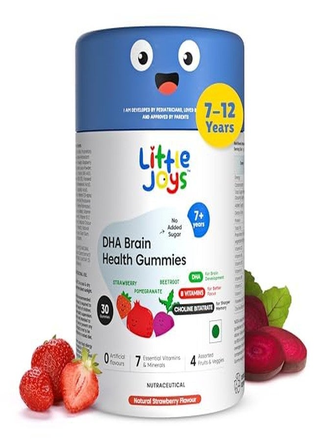 Little Joys ليتل جويز، حلوى DHA لصحة الدماغ للأطفال | 7-12 سنة | عبوة 30 يومًا | تحسين التركيز والمزاج والنوم | غنية بـ 8 فيتامينات ومعادن | حلوى متعددة الفيتامينات للأطفال بدون سكر مضاف - Image 1