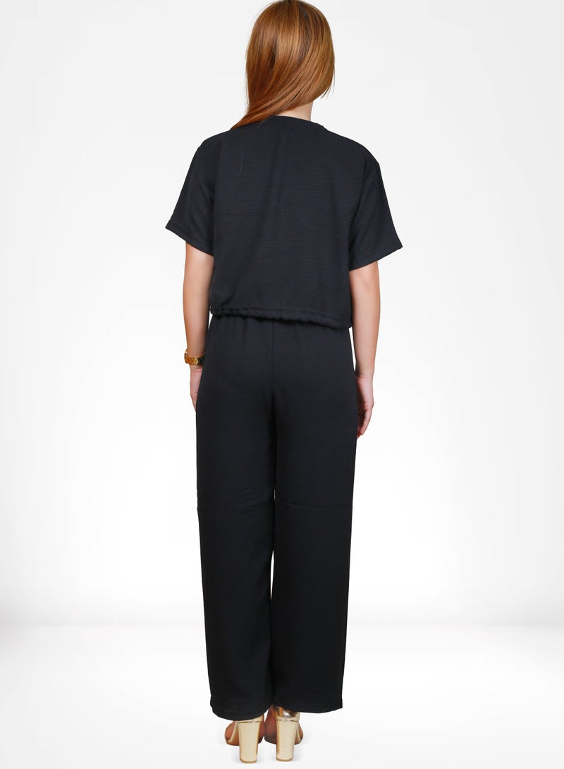 Veronica Elegant Comfortable 2-Piece Co-ord Set -Black  - Image 2