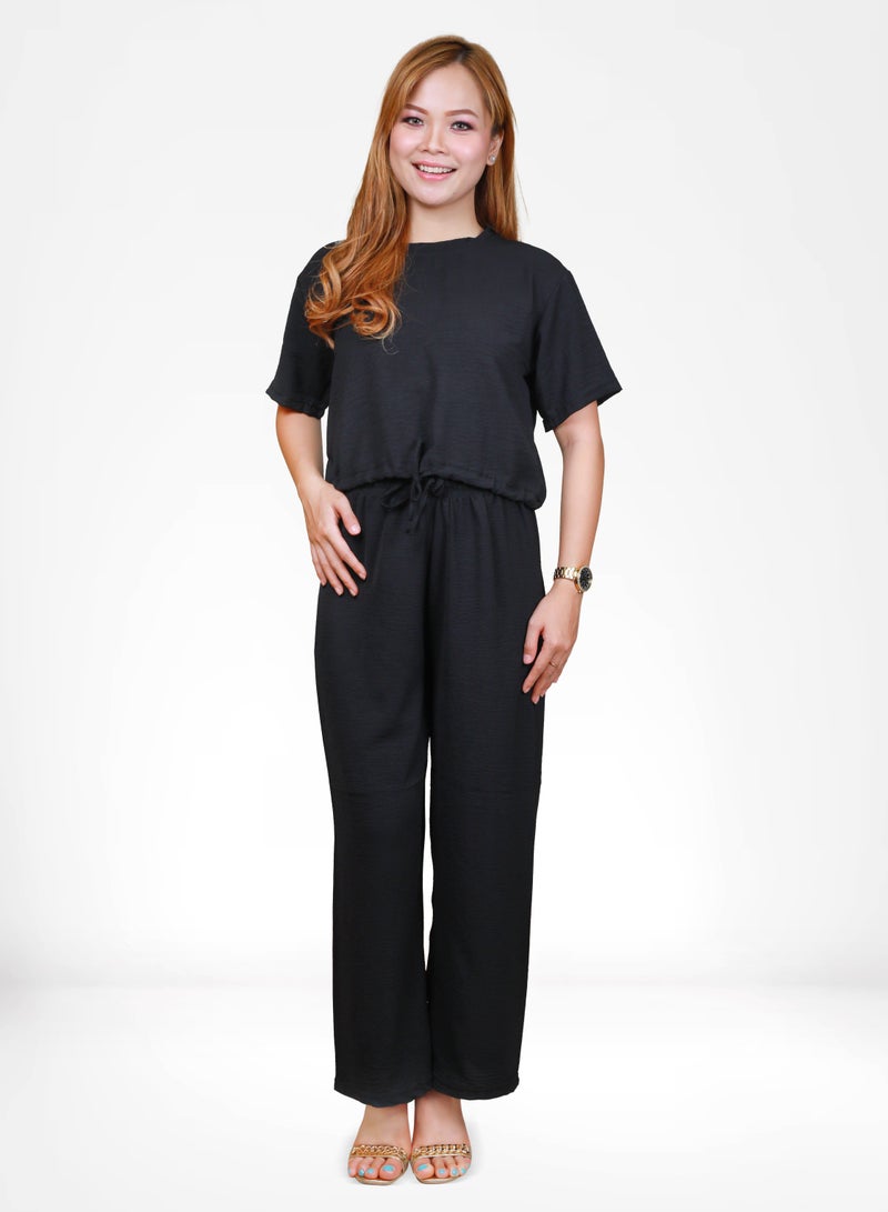 Veronica Elegant Comfortable 2-Piece Co-ord Set -Black  - Image 1