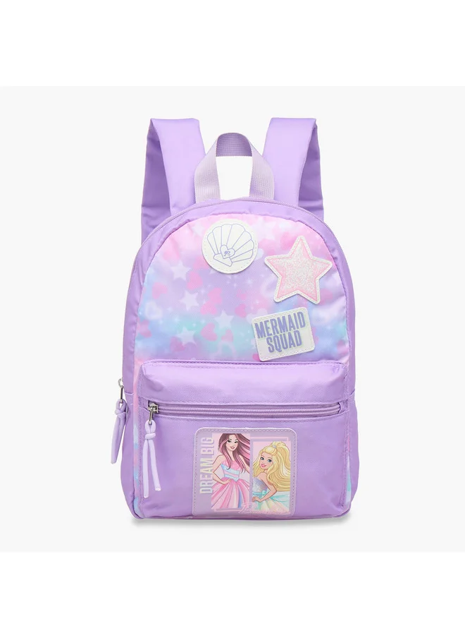 باربي Girls Mermaid Print School Backpack with Adjustable Shoulder Straps - 33x25x10 cm