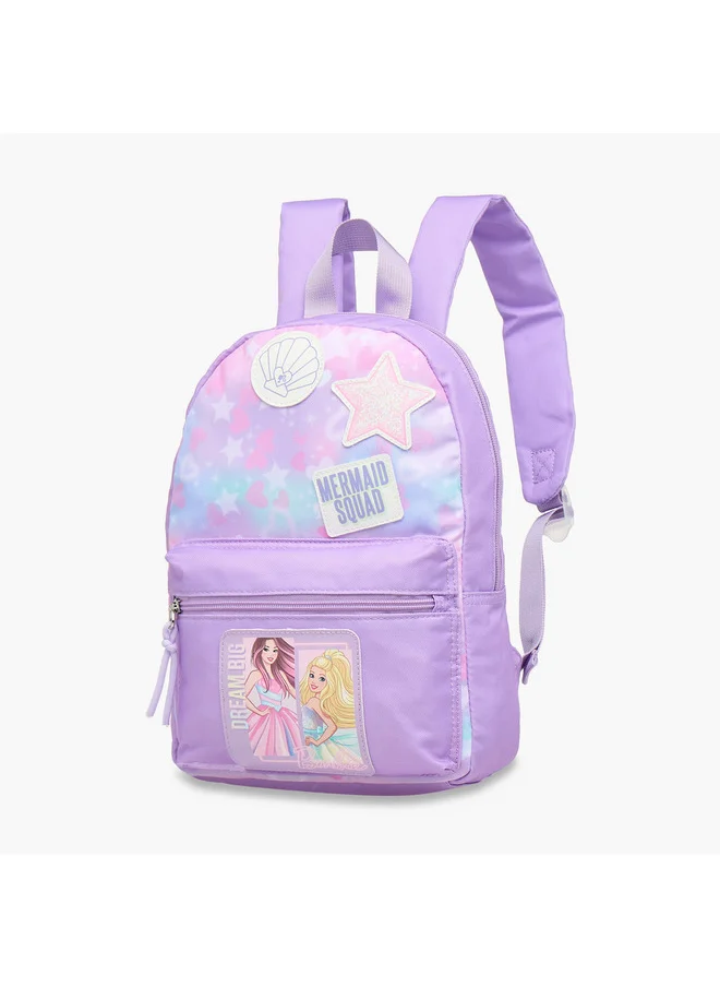 باربي Girls Mermaid Print School Backpack with Adjustable Shoulder Straps - 33x25x10 cm