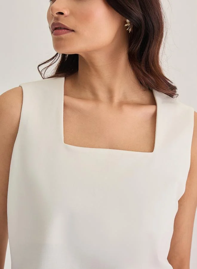 Femmella  White Square Neck Sleeveless Top for Women | Best Price UAE