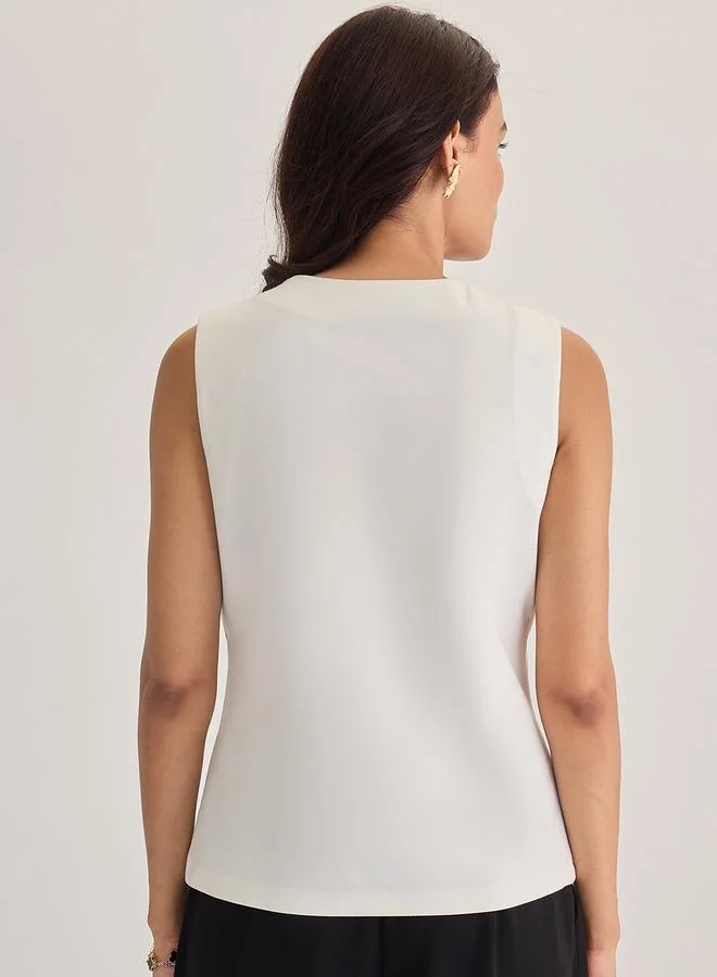 Femmella  White Square Neck Sleeveless Top for Women | Best Price UAE