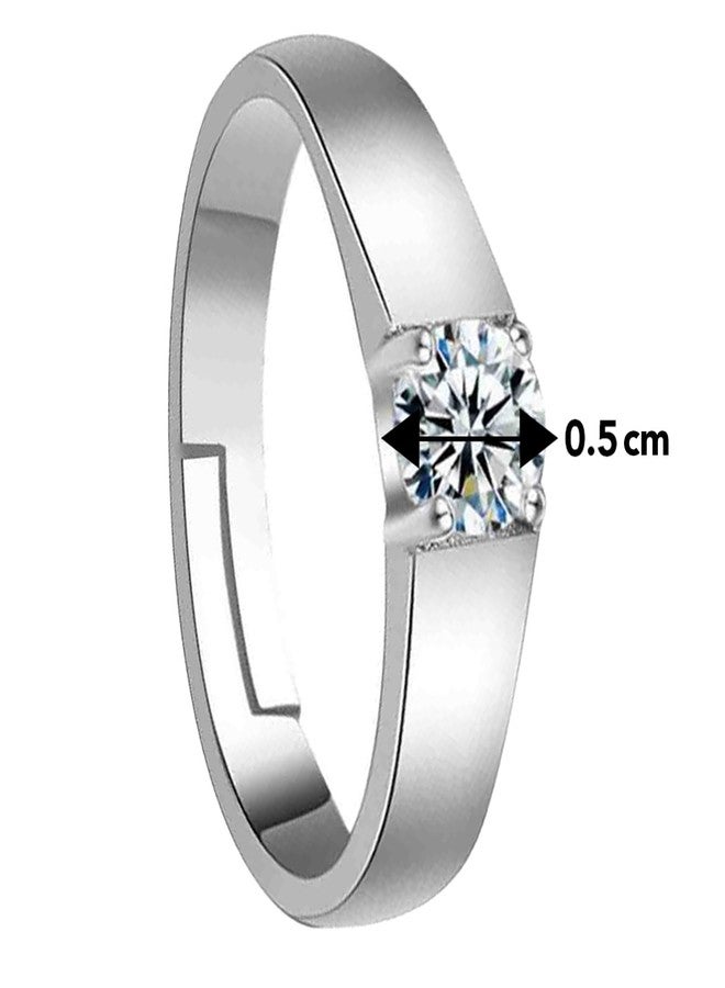 Peora Platinum Plated CZ Solitaire Wedding Adjustable Ring for Men Boys Stylish Gift - Image 3