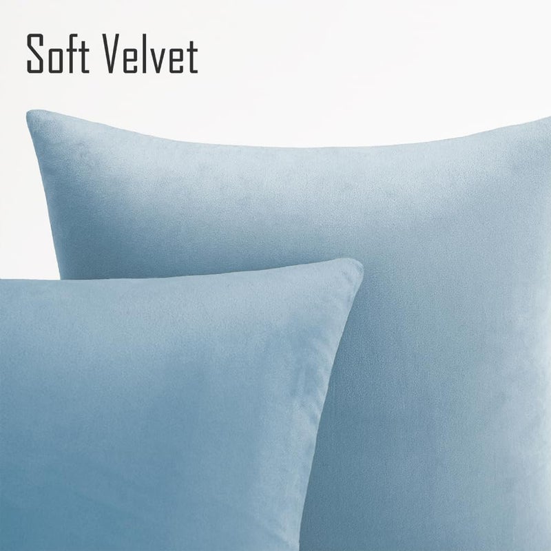 QUORGVES Light Blue Throw Pillows Spring Light Blue Pillow Covers 18x18 Inch Pack of 2 Soft Velvet Square Solid Sky Blue Throw Pillow Cover 18 x 18 Set of 2 - Image 2