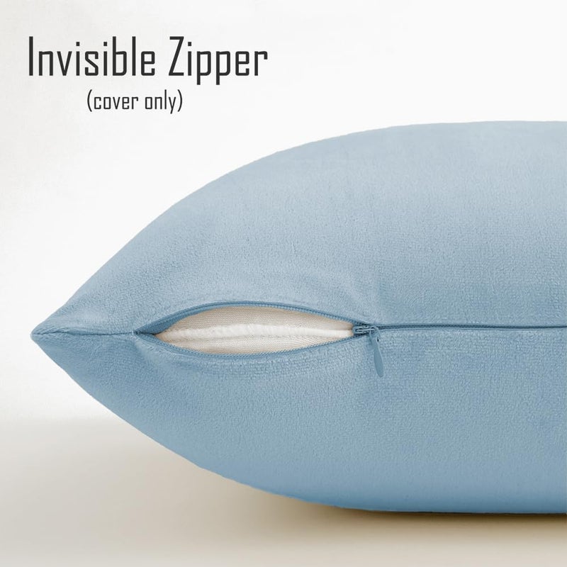QUORGVES Light Blue Throw Pillows Spring Light Blue Pillow Covers 18x18 Inch Pack of 2 Soft Velvet Square Solid Sky Blue Throw Pillow Cover 18 x 18 Set of 2 - Image 3