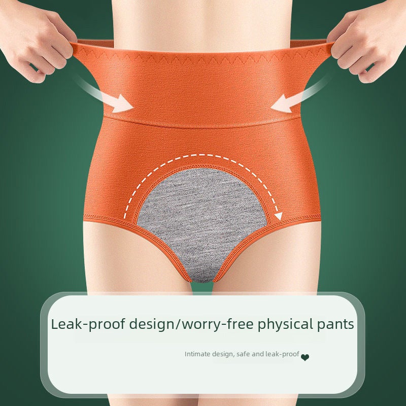New Breathable Cotton High-Waist Menstrual Panties coral red