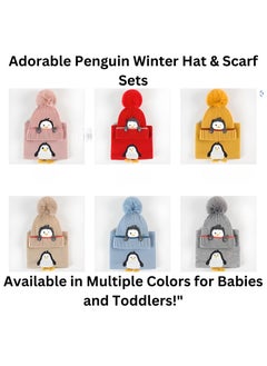 SARAOONT 2 Piece Cartoon Penguin Knitted Winter Hat and Scarf for Babies and Toddlers Ages 0 to 4 Years Warm Knit Beanie and Neck Warmer for Boys and Girls  - Image 3