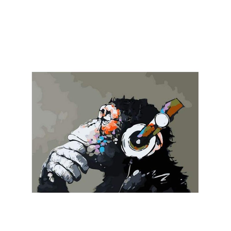Barakah Paint by Numbers DJ Monkey Canvas Paint Wall Art DIY Oil Painting for Home Decoration (16X20inch) - Image 1