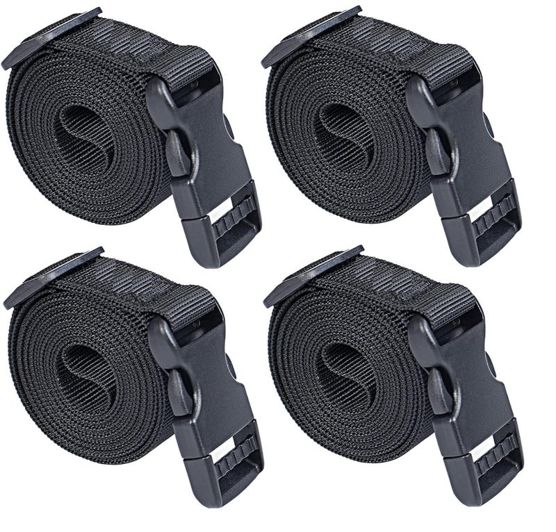 iCONY 10 feet Long Utility Strap Belt with Quick-Release Buckle Adjustable, for Luggage Bags, Traveling, Bikes, Cars, Outing, (Black, 4 Pack) - Image 1