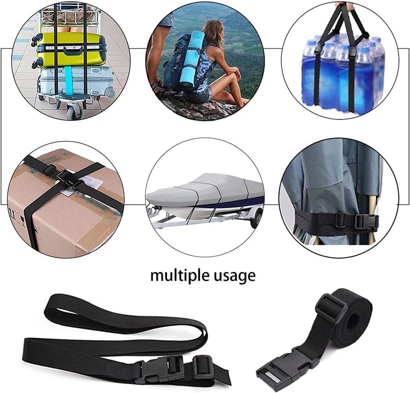 iCONY 10 feet Long Utility Strap Belt with Quick-Release Buckle Adjustable, for Luggage Bags, Traveling, Bikes, Cars, Outing, (Black, 4 Pack) - Image 3