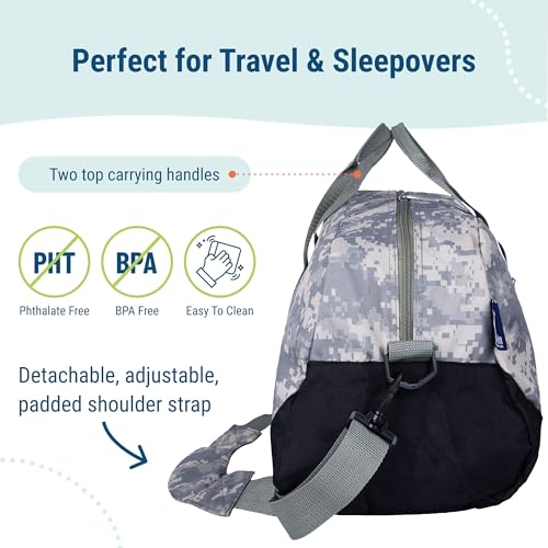 Wildkin Kids Overnighter Duffel Bag – Carry-On Size, Ideal for School & Sleepovers – Digital Camo - Image 3