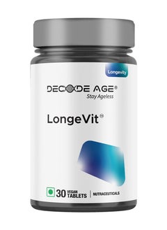 Decode Age Decode Age LongeVit Supplement | Slow Down Ageing | Improve NAD+, Energy Level & Overall Stamina | Recovery from DNA damage (30 Veg Tablets)  - Image 1
