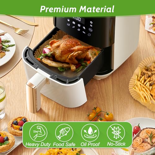 Tripho 360 Pcs 8” Square Unbleached Heavy Duty Air Fryer Paper Liners Disposable, Non-Stick & Non-Leak Parchment Paper Liners for Airfryer Basket, Deep Fryer Parts & Accessories - Image 3