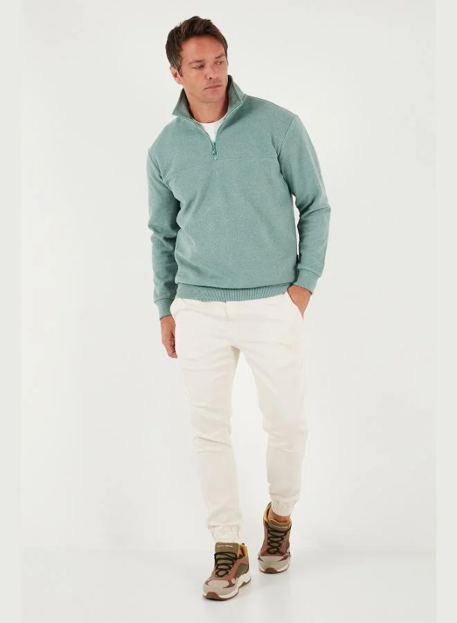 بوراتي كنزة رجالي بياقة واقفة وسحاب نص قطن من بوراتي