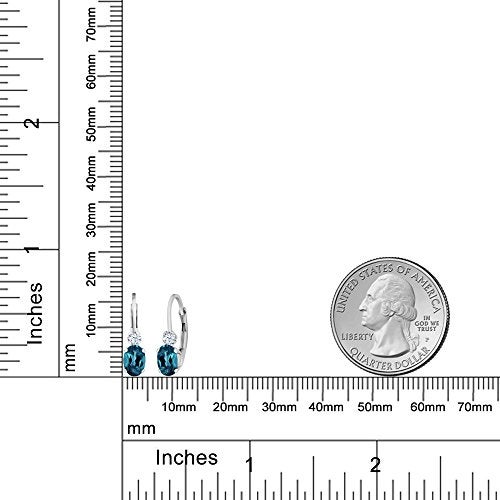 Gem Stone King Drop Leverback Earrings for Women | 925 Sterling Silver | Gemstone Birthstone and White Created Sapphire | Oval 6X4MM and Round 2MM | 3/4 Inch - Image 5