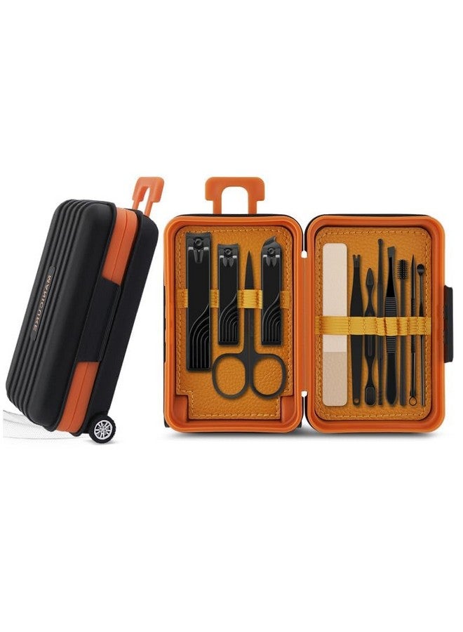 WHISKET 12Pcs Manicure Kitpedicure Kitprofessional Grooming Kitnail Tools With Luxurious Travel Case (Black Orange) - Image 1