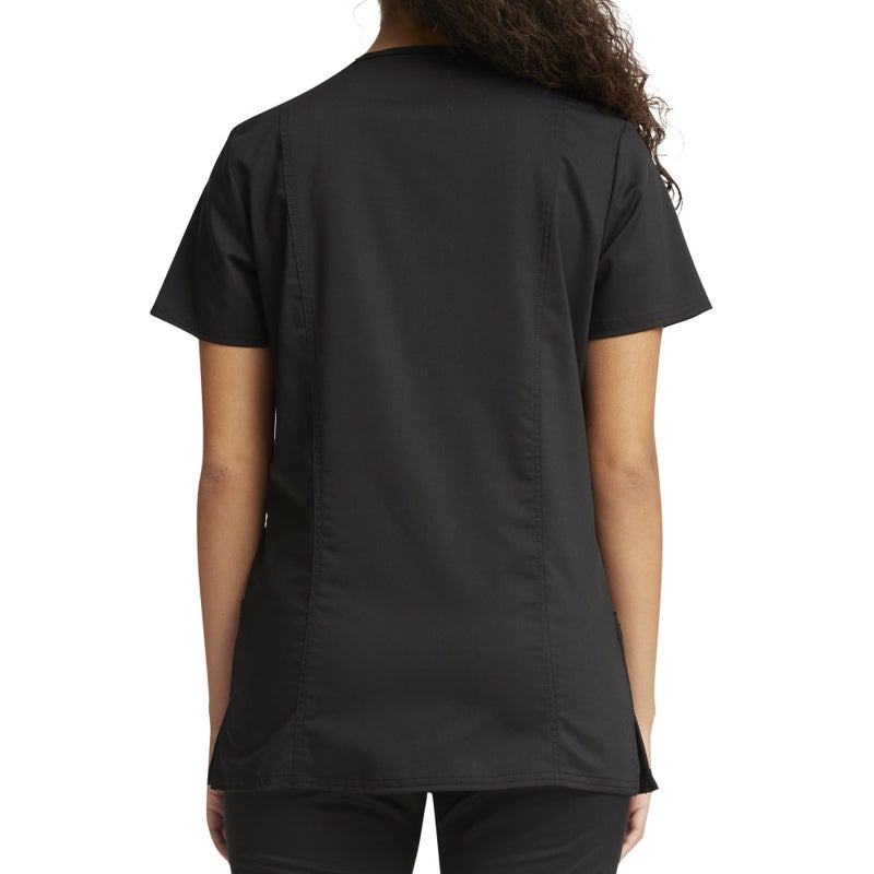 Cherokee V-Neck Scrubs for Women Workwear Revolution, Soft Stretch, Easy Care WW620, M, Black - Image 2