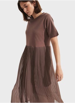 JUNE Pleated Crew Neck Dress  - Image 3
