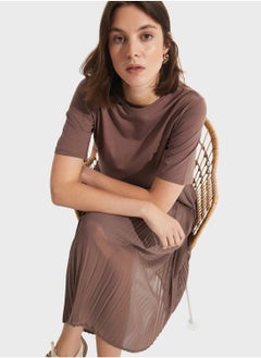 JUNE Pleated Crew Neck Dress  - Image 4