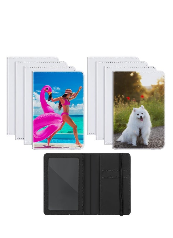Generic 4 Pcs Sublimation Passport Holder Covers, PU Leather Heat Transfer Card Travel Wallet, White DIY Blank Holder Cover for Passport Business Cards Credit Cards, Not Easy To Fade (Black)  - Image 1