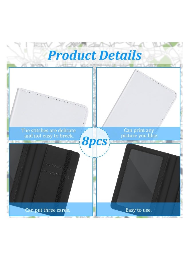 Generic 4 Pcs Sublimation Passport Holder Covers, PU Leather Heat Transfer Card Travel Wallet, White DIY Blank Holder Cover for Passport Business Cards Credit Cards, Not Easy To Fade (Black)  - Image 2