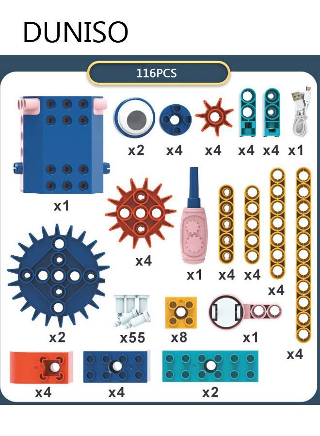DUNISO 116 Pcs Building Blocks Kits Electric Building Block DIY STEM Toys Creativity Building Blocks Set Kids Toys Educational Construction Toys for Preschool Kids Boys and Girls - Image 4