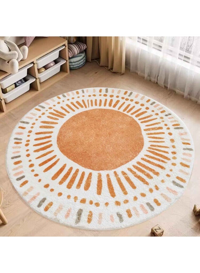 Soft Area Rug,Cute Point Rings Kids Play Mat,Baby Nursery Rug,Suitable for Living Rooms, Bedrooms, Children Toddlers Bedroom,and Home Decor(Round 47.2") - Image 2