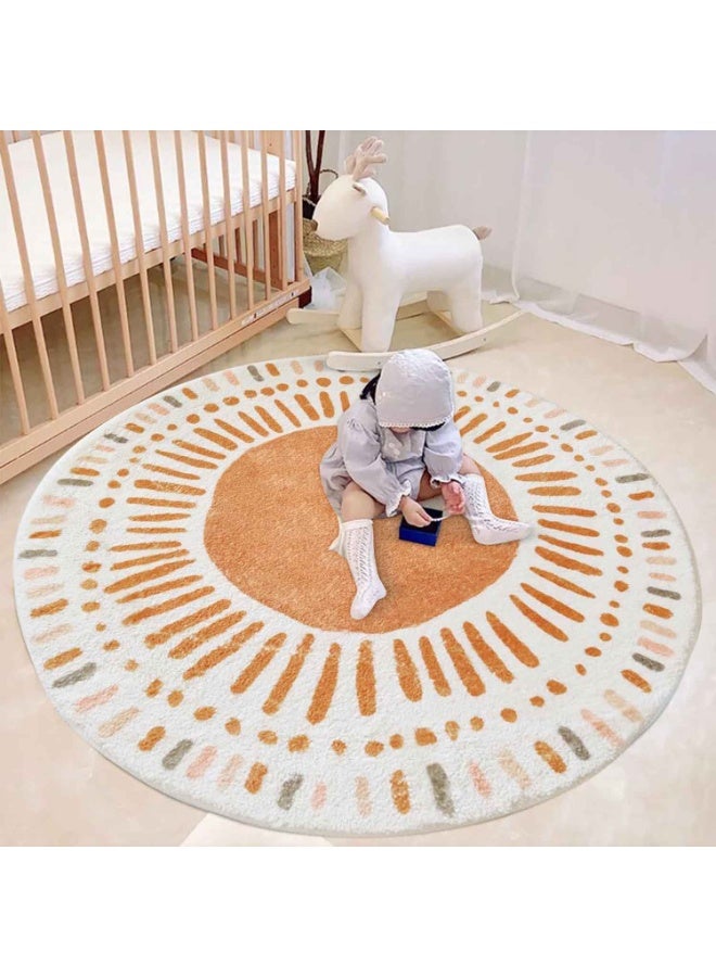 Soft Area Rug,Cute Point Rings Kids Play Mat,Baby Nursery Rug,Suitable for Living Rooms, Bedrooms, Children Toddlers Bedroom,and Home Decor(Round 47.2") - Image 3
