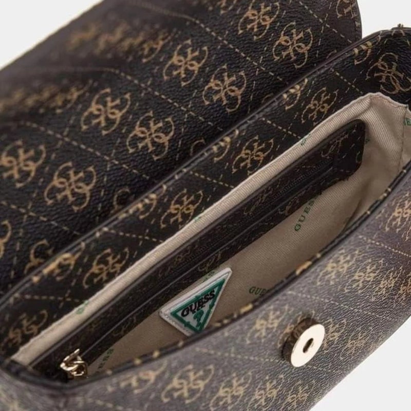 GUESS Camera Bag Zipper PU Women's Casual Classic Print Bag Brown - Image 3