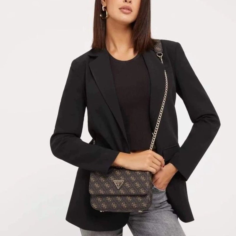 GUESS Camera Bag Zipper PU Women's Casual Classic Print Bag Brown - Image 2