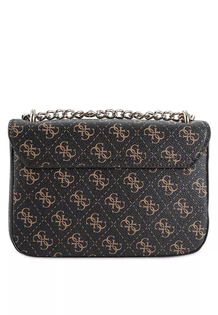 GUESS Camera Bag Zipper PU Women's Casual Classic Print Bag Brown - Image 4