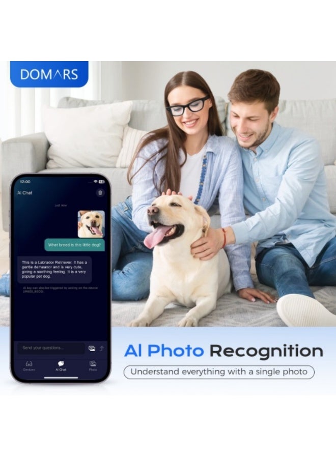 Domars Bluetooth Sunglasses Voice Control and Open Ear Style Fashion Smart Glasses for Athletic Outdoor Sports Smart AI Translation Glasses with Headphones and Speaker AI Translation into 164 languages AI Chat IP65 Waterproof AI Assistant Music - Black - Image 3
