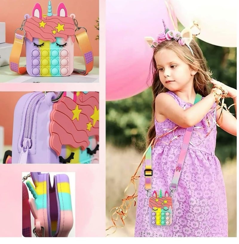Returngifts Pack of 10 Popit Sling Bag I Birthday return gift for girls | small size gifts for kanya and kanjak pujan on Navratri for 3-5,6 to 8 years old| Random Design+- - Image 3