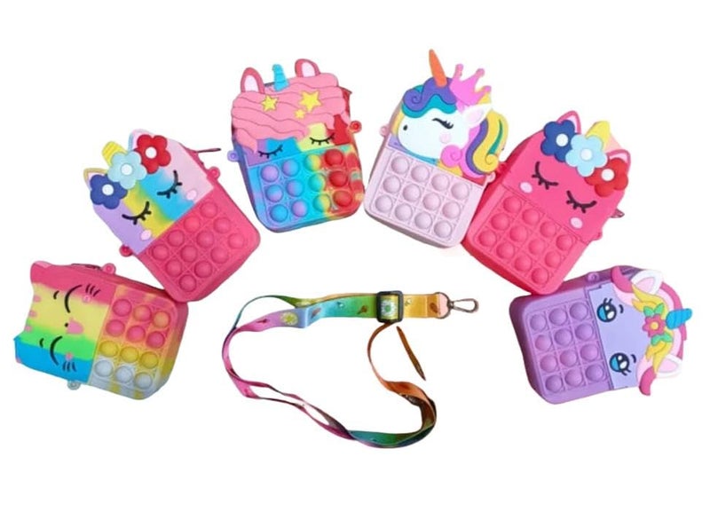 Returngifts Pack of 10 Popit Sling Bag I Birthday return gift for girls | small size gifts for kanya and kanjak pujan on Navratri for 3-5,6 to 8 years old| Random Design+- - Image 1