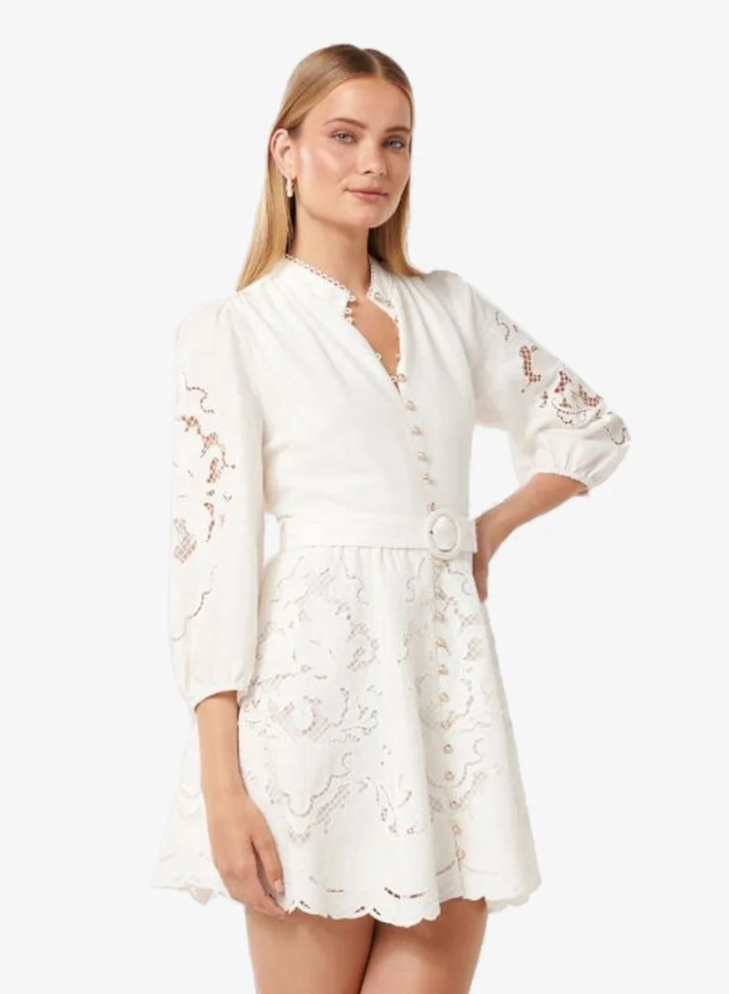 forever new  Rhi Embroidered Belt Detailed Mini Dress for Women | Best Price UAE