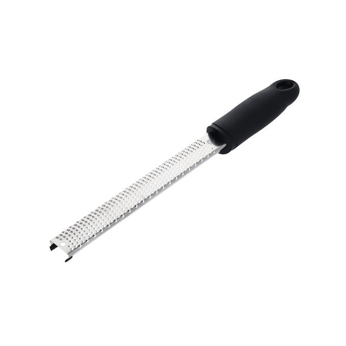 LEMON ZESTER GRATER WITH HANDLE KITCHEN TOOL FOR ZESTING CITRUS FRUITS FINELY GRATING PARMESAN CHEESE GARLIC GINGER COCONUT NUTMEG WASABI CHOCOLATE ETC STAINLESS STEEL 12 INCHES