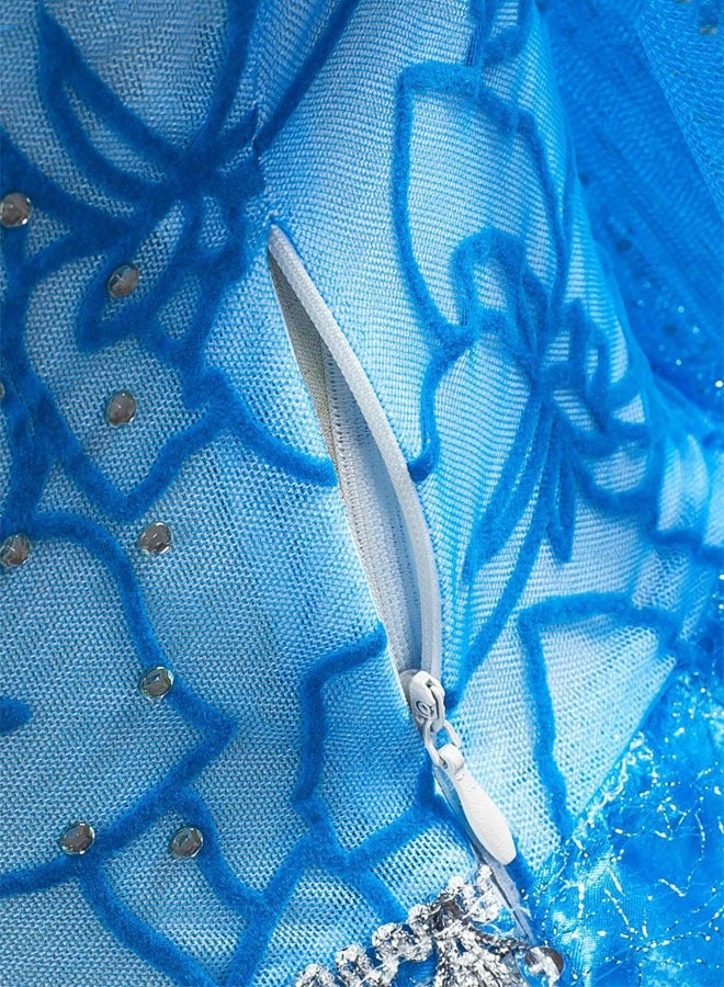 Beauenty Costumes for Girls, Elsa Princess Dress with Princess Crown Magic Wand Accessories, Elsa Princess Dress Up Deluxe Shining Girls Fancy Dress for Party, Cosplay, Pageant - Image 4