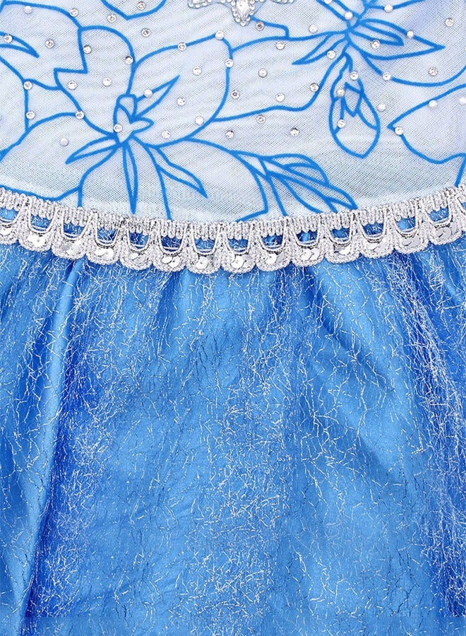 Beauenty Costumes for Girls, Elsa Princess Dress with Princess Crown Magic Wand Accessories, Elsa Princess Dress Up Deluxe Shining Girls Fancy Dress for Party, Cosplay, Pageant - Image 3