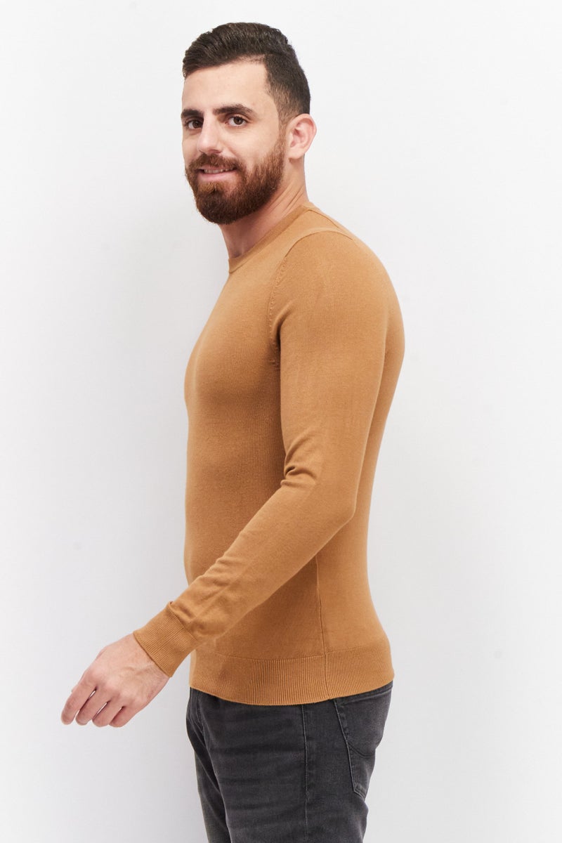 Celio سويت شيرتات رجالية بأكمام طويلة وياقة دائرية، تان - Image 4