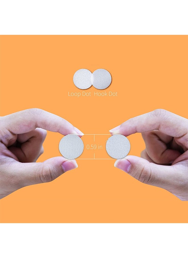 Self Adhesive Dots 300pcs (150 Pairs) 0.59" Diameter Sticky Back Hook and Loop Coins for School, Office, Home, Mounting Arts & Crafts