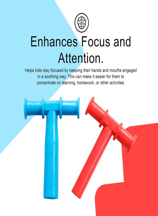 أنبوب مضغ حسي على شكل حرف T من أبلي، غير سام، أداة لعلاج النطق، يطور مهارات العض لدى الطفل بأمان، آمن للغسل في غسالة الصحون، أحمر، للأطفال الذين يعانون من اضطراب المعالجة الحسية (أزرق وأصفر) - Image 5