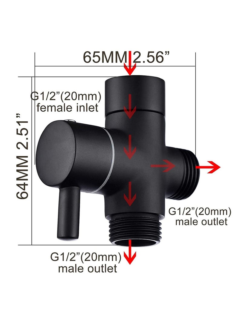 Y&D 3 Way Shower Diverter Valve Mount, On Off Brass Metal G 1/2 for Hand Shower, Black Parts - Image 4