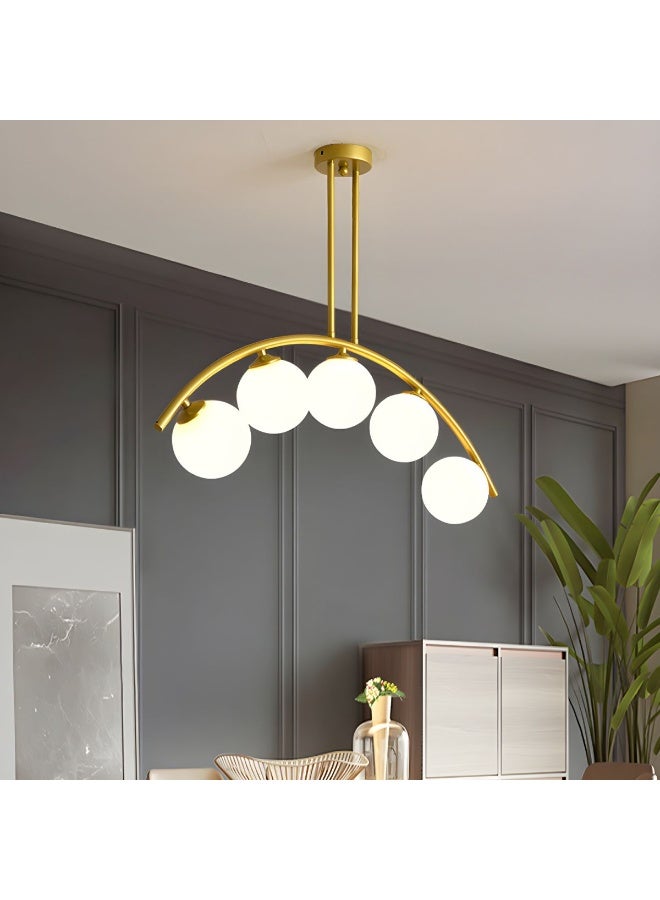 Gold Globo di vetro Chandelier - 5 globes