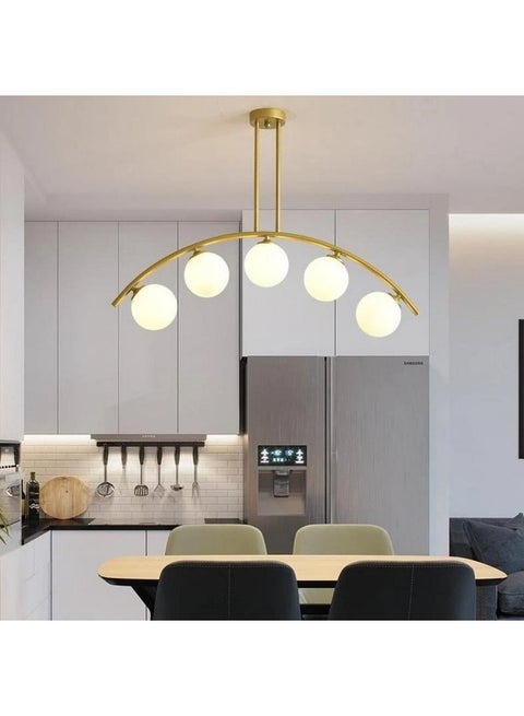 Gold Globo di vetro Chandelier - 5  globes