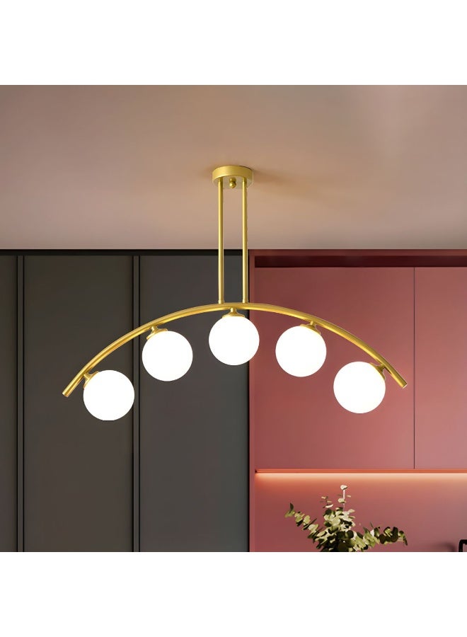 Gold Globo di vetro Chandelier - 5 globes